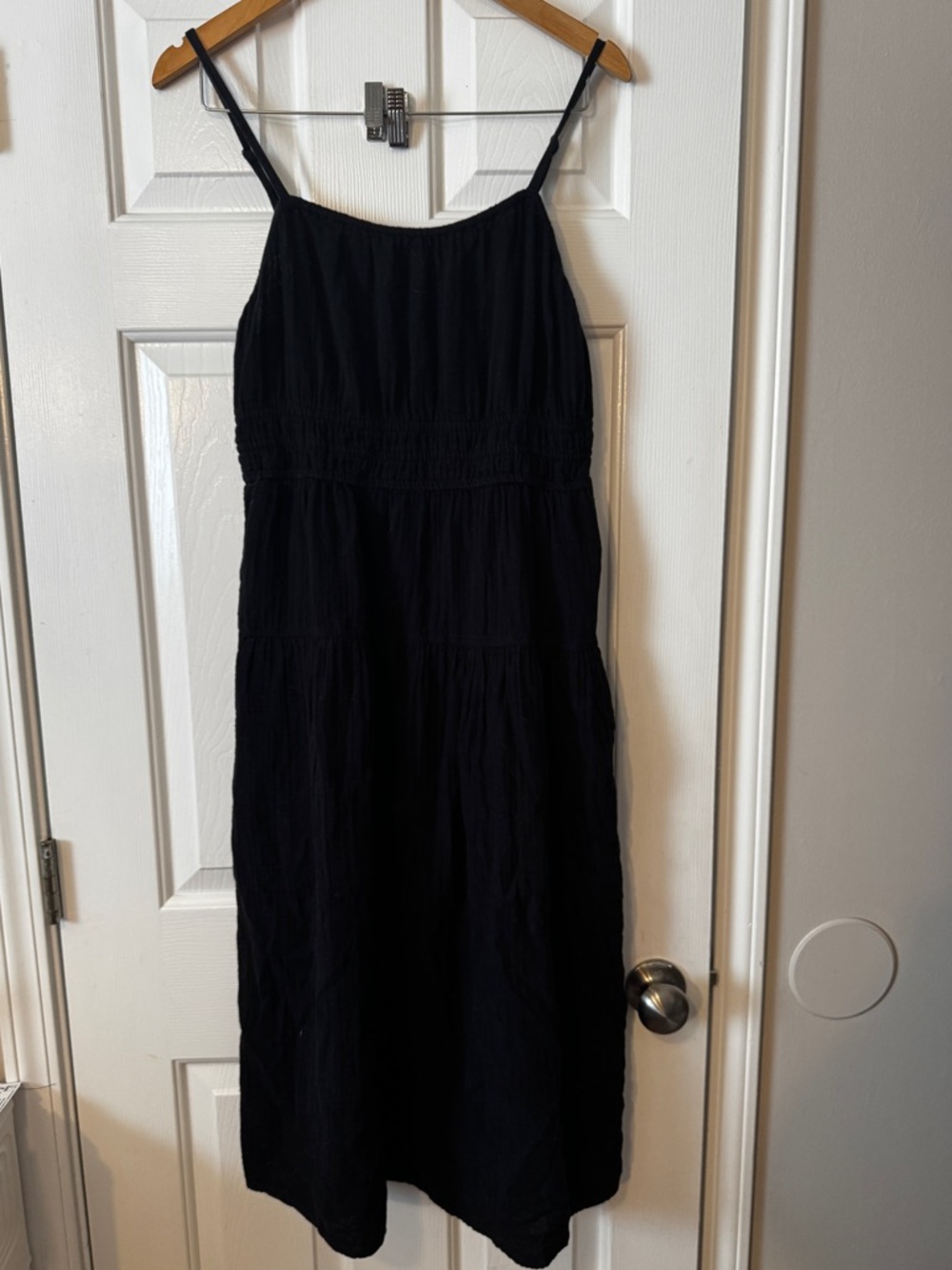 Old Navy Black Cotton Gauze Tiered Cami Dress Size M